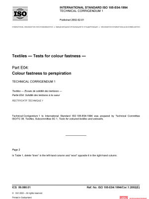 ISO 105-E04:1994/Cor 1:2002 PDF