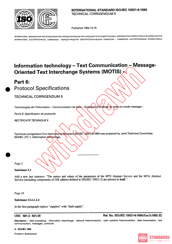 ISO/IEC 10021-6:1990/COR5:1992 PDF