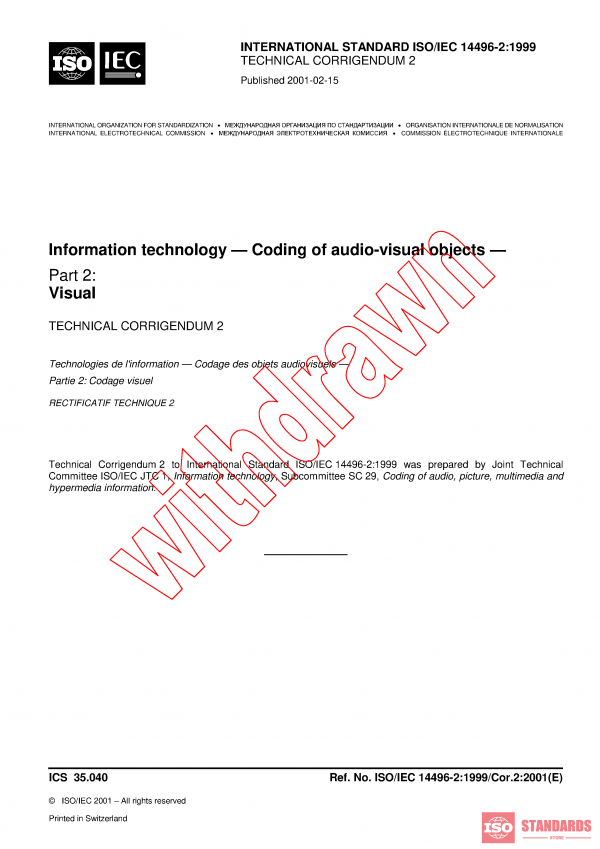 ISO/IEC 14496-2:1999/COR2:2001 PDF