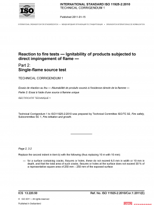 ISO 11925-2:2010/Cor 1:2011 PDF
