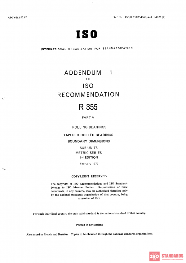 ISO/R 355-5:1969/Add 1 PDF