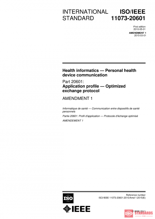 ISO/IEEE 11073-20601:2010/Amd 1:2015 PDF