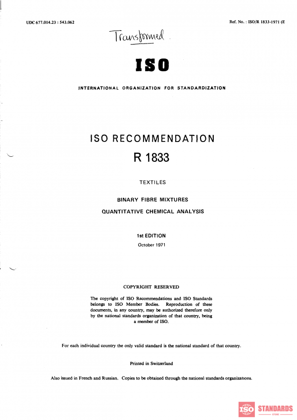 ISO/R 1833:1971 PDF