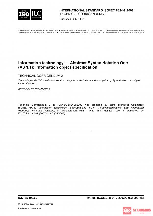 ISO/IEC 8824-2:2002/COR2:2007 PDF