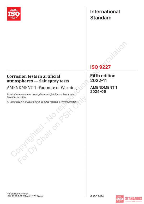 ISO 9227 WG /AMD 1:2024 PDF