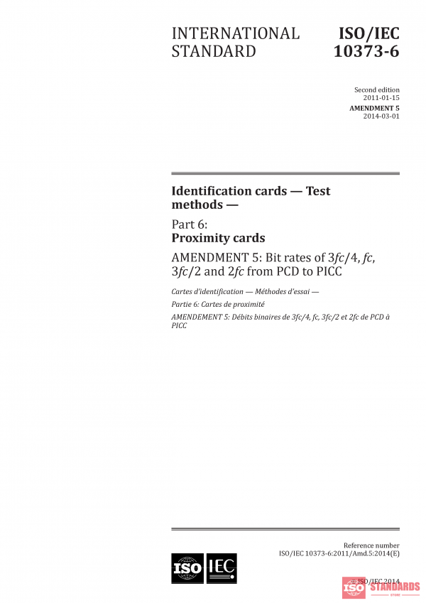 ISO/IEC 10373-6:2011/FDAmd 5 PDF
