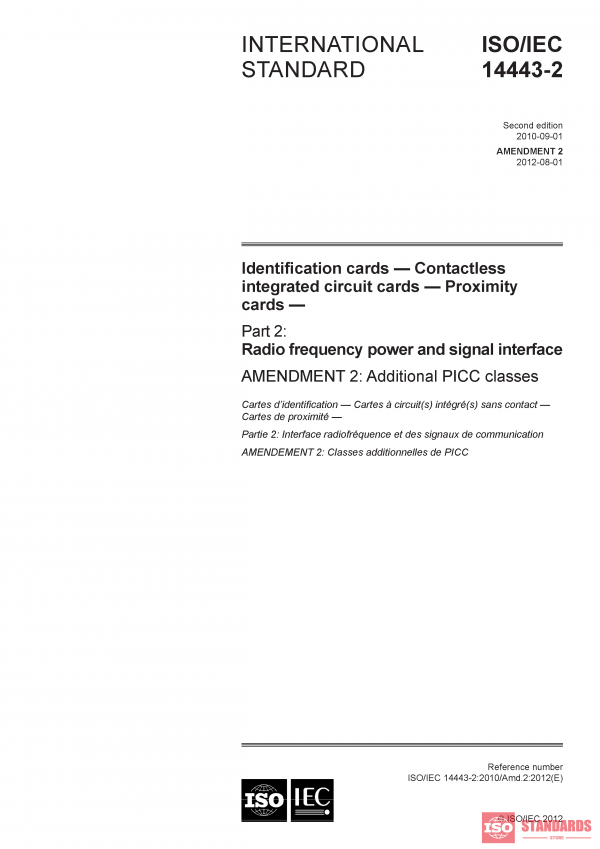 ISO/IEC 14443-2:2010/AMD2:2012 PDF