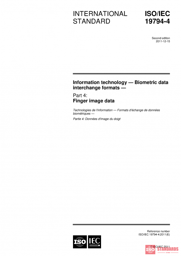 ISO/IEC 19794-4:2011 PDF