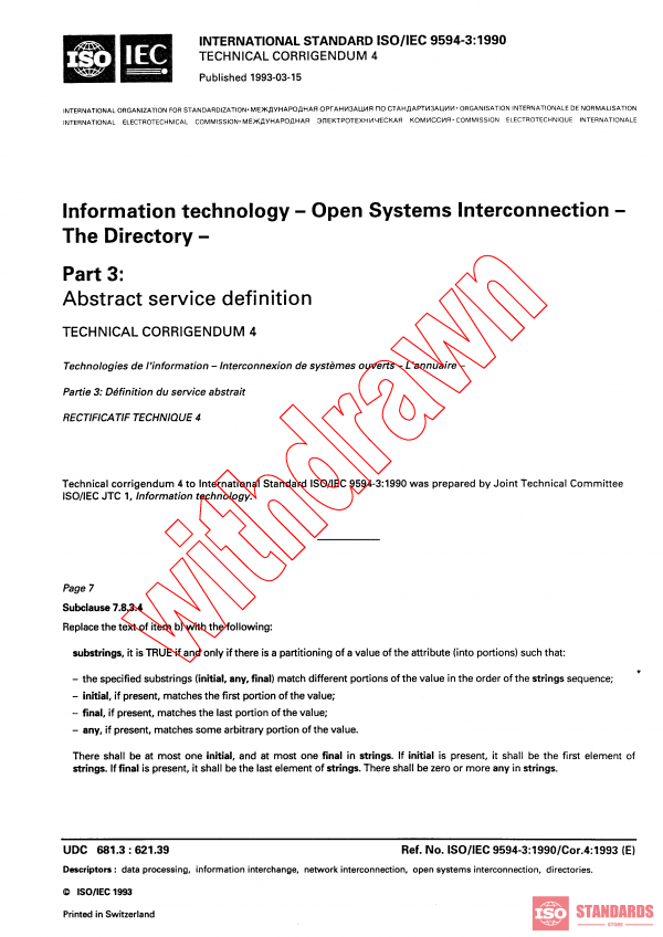 ISO/IEC 9594-3:1990/COR4:1993 PDF