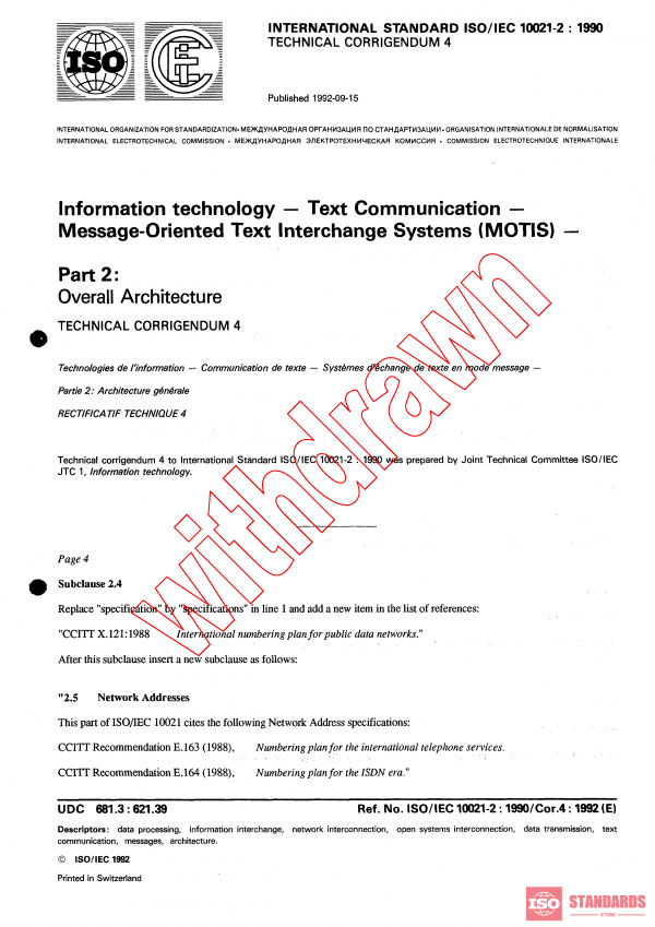 ISO/IEC 10021-2:1990/COR4:1992 PDF