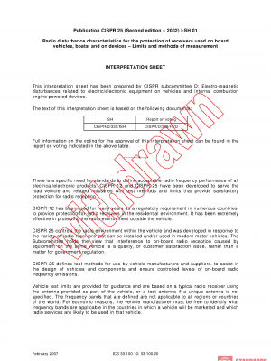 CISPR 25:2002/ISH1:2007 PDF