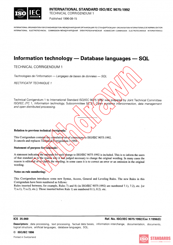 ISO/IEC 9075:1992/COR1:1996 PDF