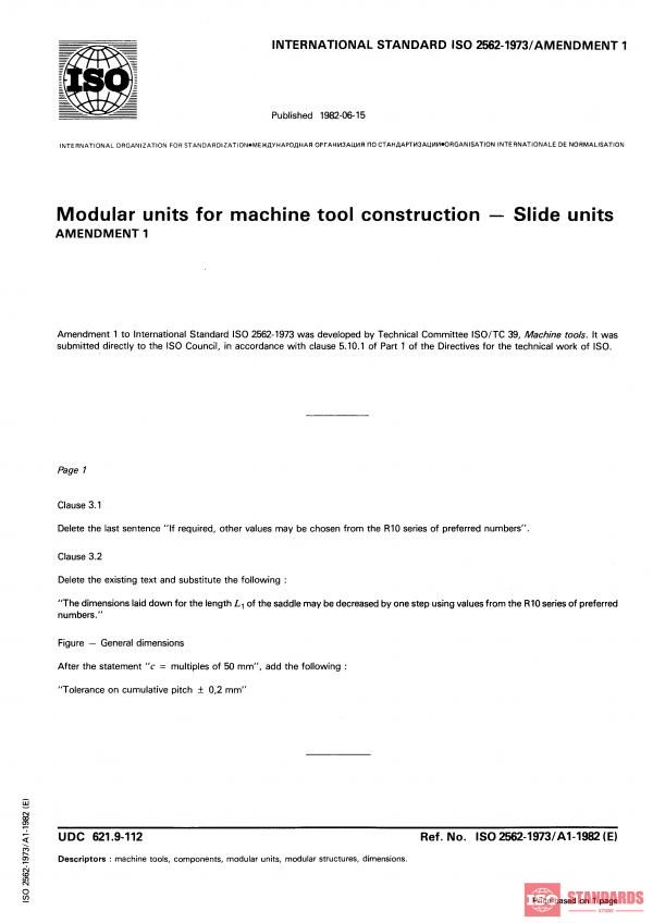 ISO 2562:1973/Amd 1:1982 PDF