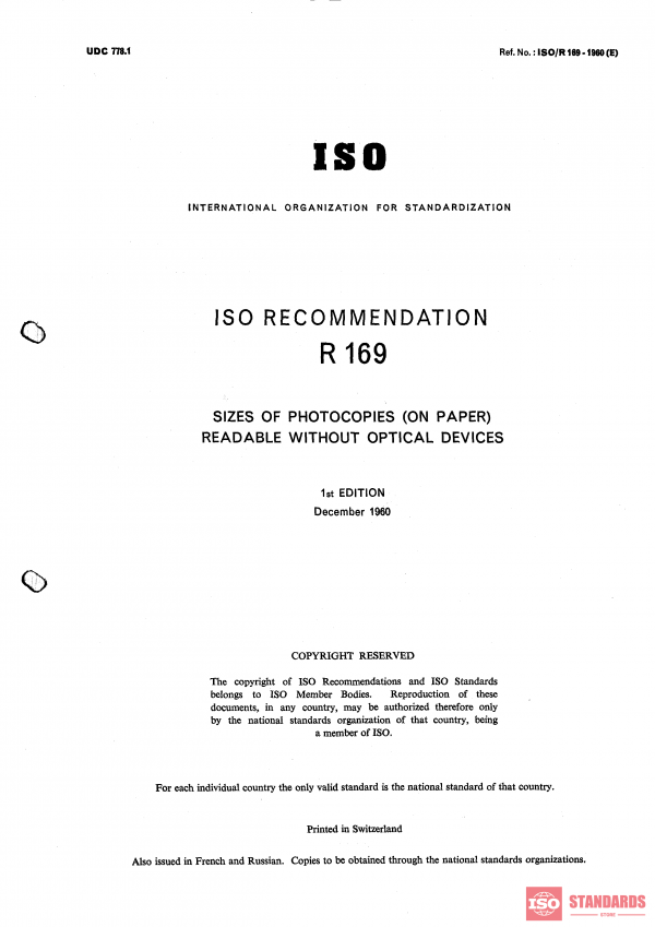 ISO/R 169:1960 PDF