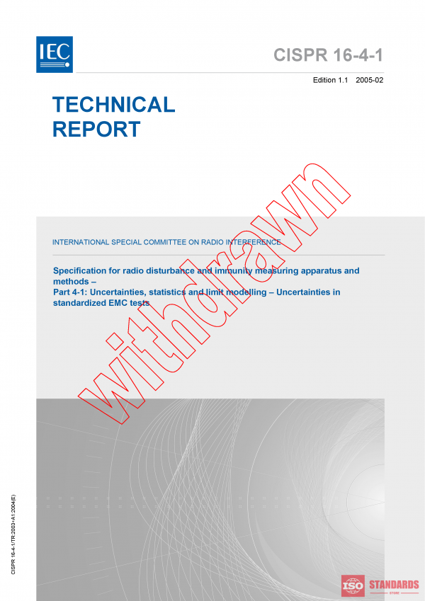 CISPR TR 16-4-1:2003+AMD1:2004 CSV PDF
