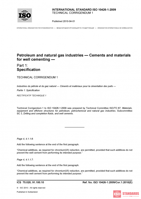 ISO 10426-1:2009/Cor 1:2010 PDF