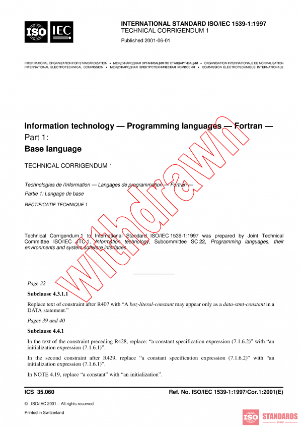 ISO/IEC 1539-1:1997/COR1:2001 PDF