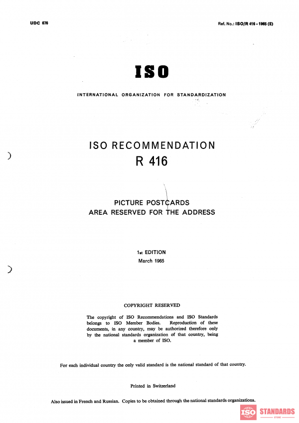 ISO/R 416:1985 PDF