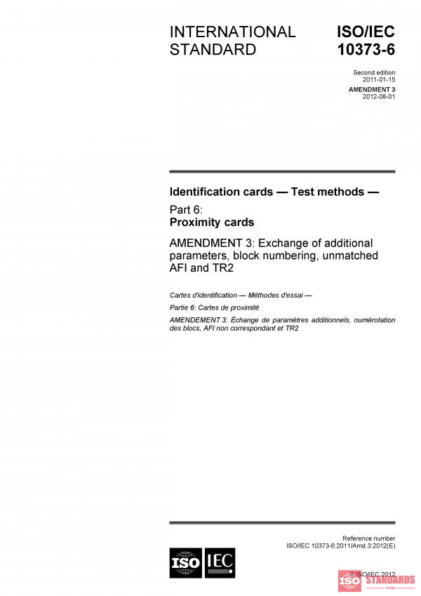 ISO/IEC 10373-6:2011/Amd 3:2012 PDF
