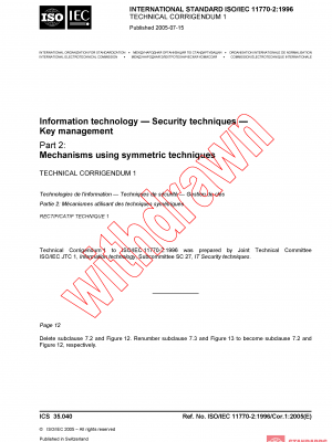 ISO/IEC 11770-2:1996/COR1:2005 PDF