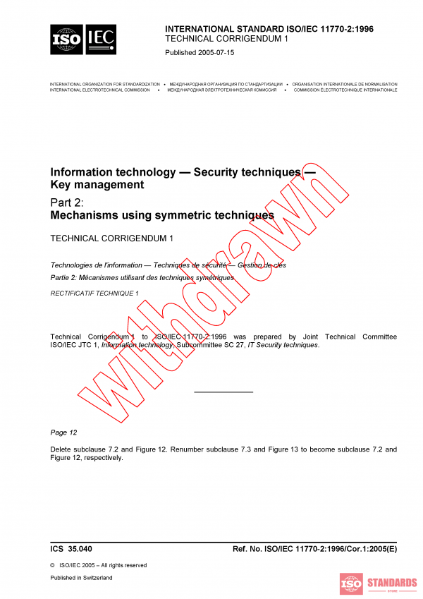 ISO/IEC 11770-2:1996/COR1:2005 PDF