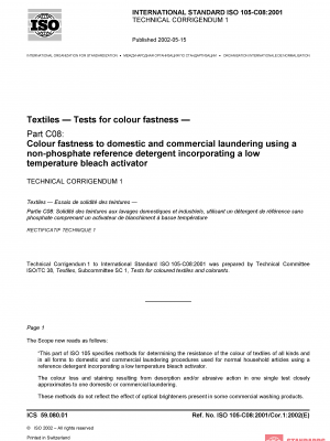 ISO 105-C08:2001/Cor 1:2002 PDF