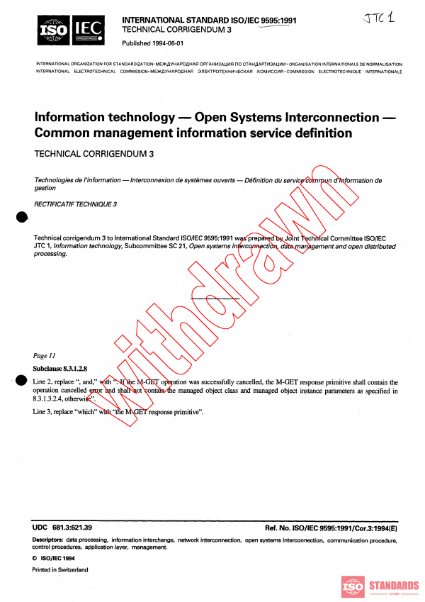 ISO/IEC 9595:1991/COR3:1994 PDF