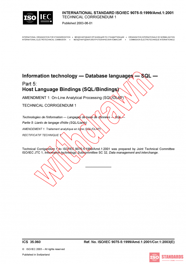 ISO/IEC 9075-5:1999/AMD1:2001/COR1:2003 PDF