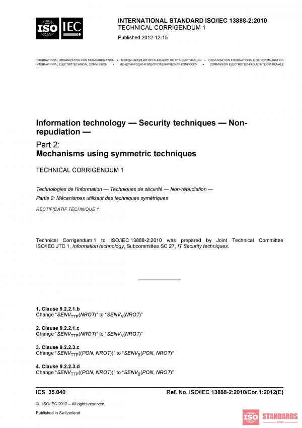 ISO/IEC 13888-2:2010/COR1:2012 PDF