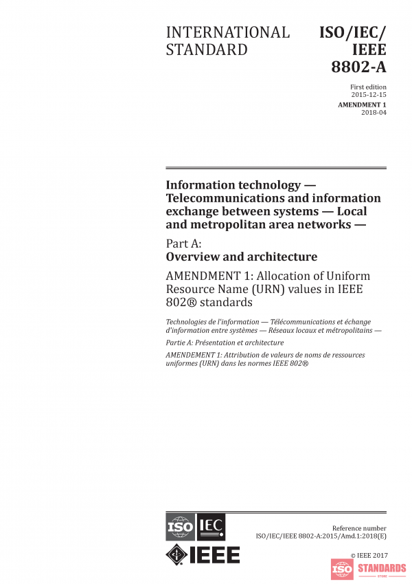 ISO/IEC/IEEE 8802-A:2015/Amd 1:2018 PDF