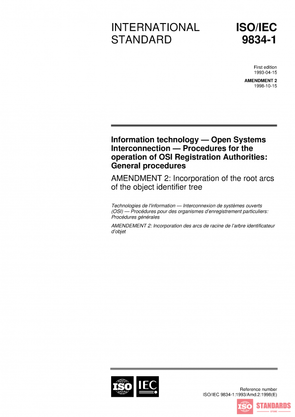 ISO/IEC 9834-1:1993/Amd 2:1998 PDF