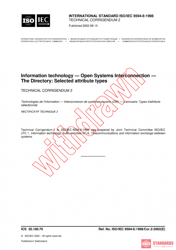 ISO/IEC 9594-6:1998/COR2:2002 PDF