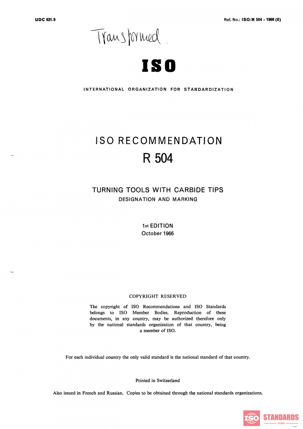 ISO/R 504:1966 PDF