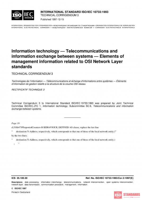 ISO/IEC 10733:1993/Cor 3:1997 PDF