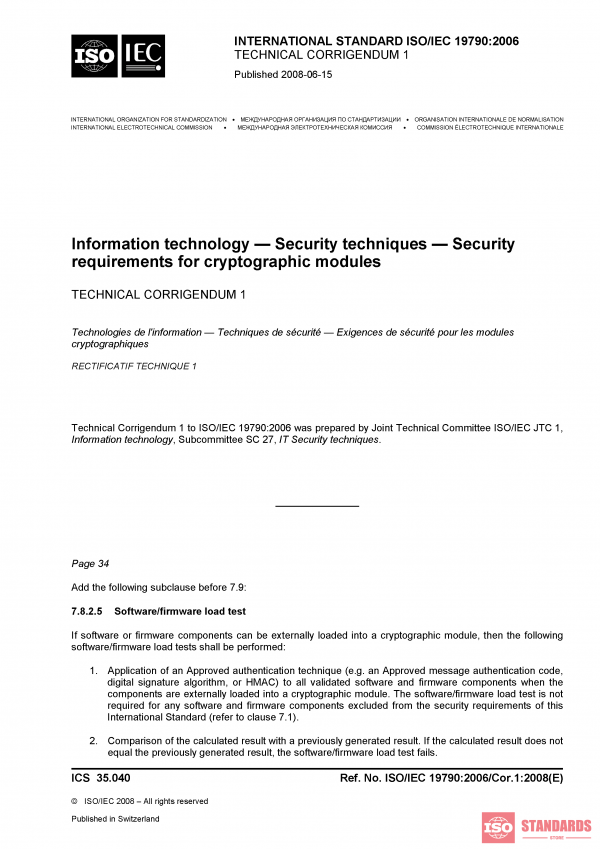 ISO/IEC 19790:2006/COR1:2008 PDF