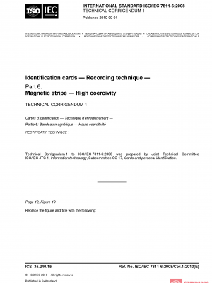 ISO/IEC 7811-6:2008/Cor 1:2010 PDF