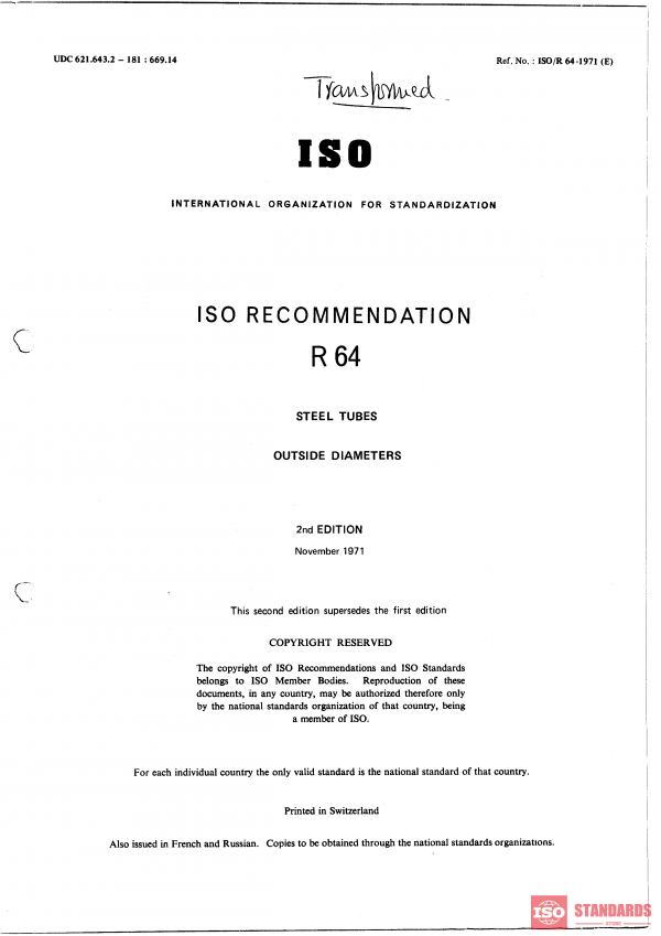 ISO/R 64:1971 PDF