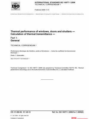 ISO 10077-1:2006/Cor 1:2009 PDF
