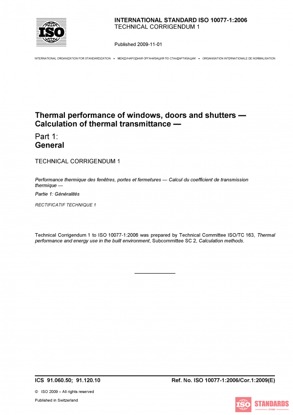 ISO 10077-1:2006/Cor 1:2009 PDF