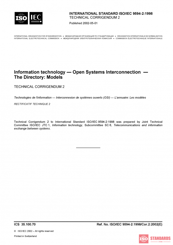 ISO/IEC 9594-2:1998/Cor 2:2002 PDF