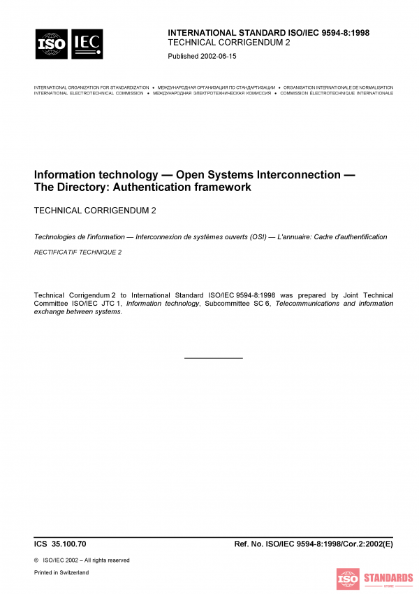 ISO/IEC 9594-8:1998/Cor 2:2002 PDF