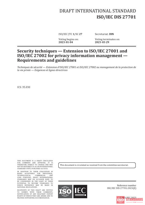 ISO/IEC DIS 27701 :2023 PDF