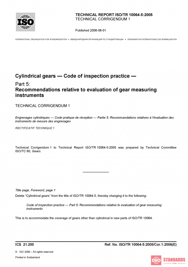 ISO/TR 10064-5:2005/Cor 1:2006 PDF