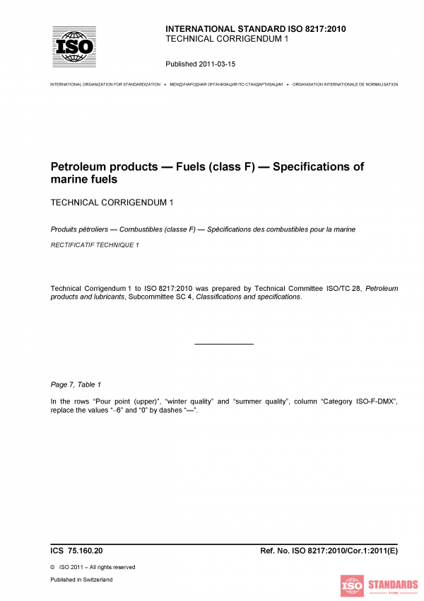 ISO 8217:2010/Cor 1:2011 PDF