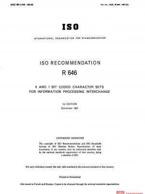 ISO/R 646:1967 PDF