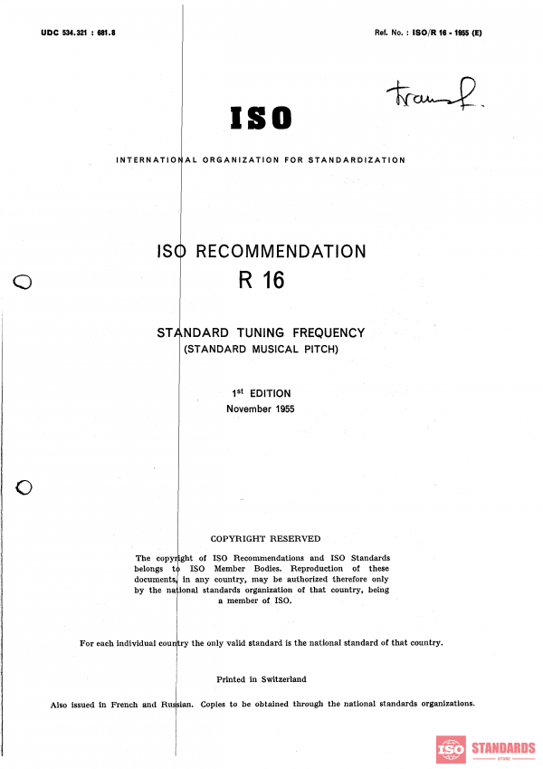 ISO/R 16:1955 PDF