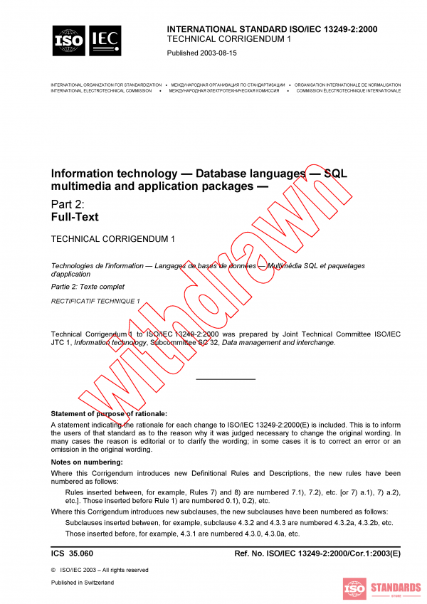 ISO/IEC 13249-2:2000/COR1:2003 PDF