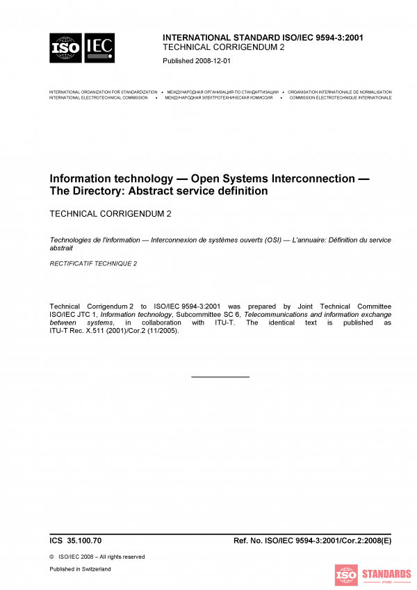 ISO/IEC 9594-3:2001/COR2:2008 PDF