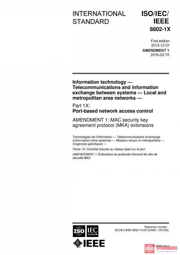 ISO/IEC/IEEE 8802-1X:2013/AMD1:2016 PDF