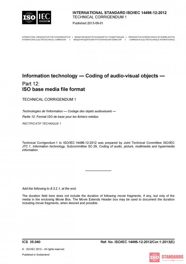 ISO/IEC 14496-12:2012/COR1:2013 PDF